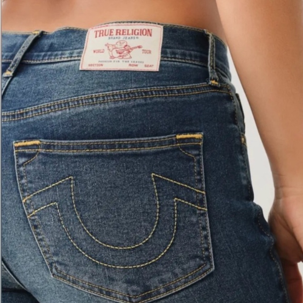 True Religion Women’s Flare Jeans NWT Y2K Size 30 Dark Wash Designer Denim - Picture 5 of 11